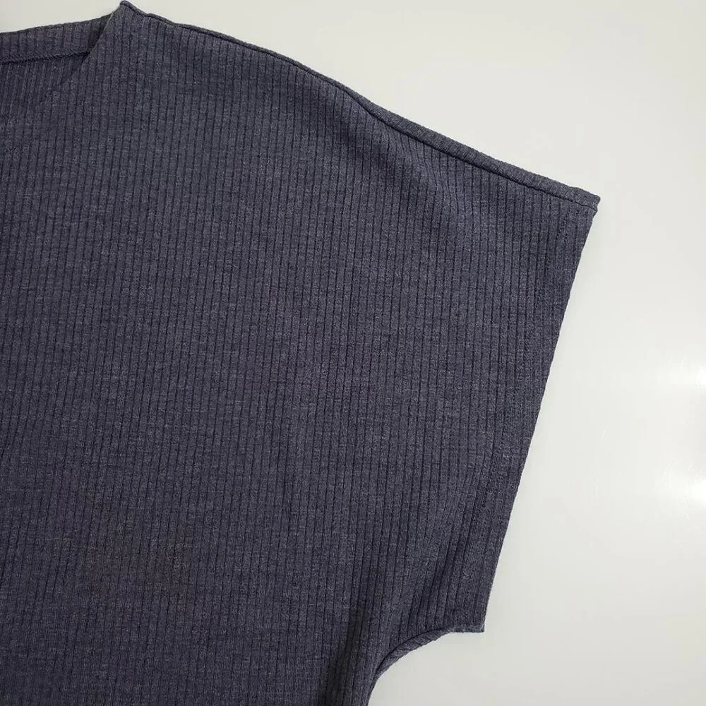 Eileen Fisher Women Ribed Knit Tunic Mini Dress M Boat Neck Stretch Shor… - Picture 7 of 11
